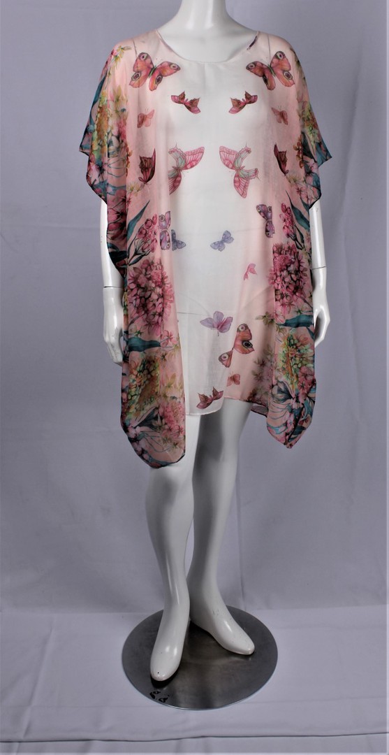 Alice & Lily natural viscose caftan butterfly pink STYLE : AL/4001 image 0